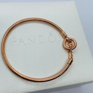 Pandora Moments T-Bar Snake Chain Bracelet Rose Gold 7.5inch